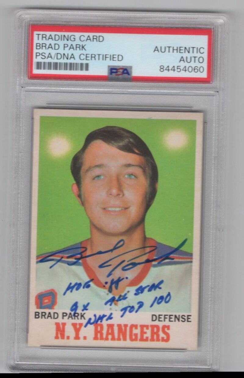 1970 71 O PEE CHEE 3 15 BRAD PARK AUTO PSA NEW YORK RANGERS 67 286685185864