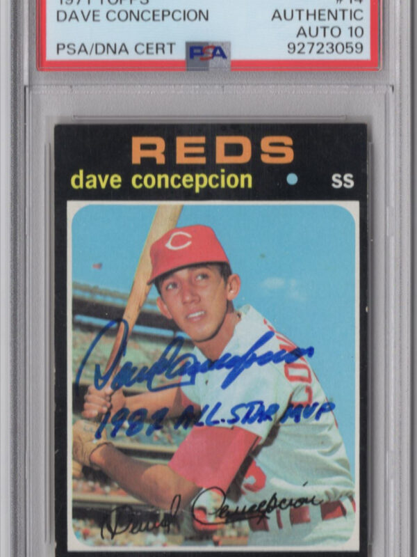 1971 3-15 DAVE CONCEPCION ROOKIE AUTO PSA CINCINNATI REDS #14 AUTO 10, INSCRIBED