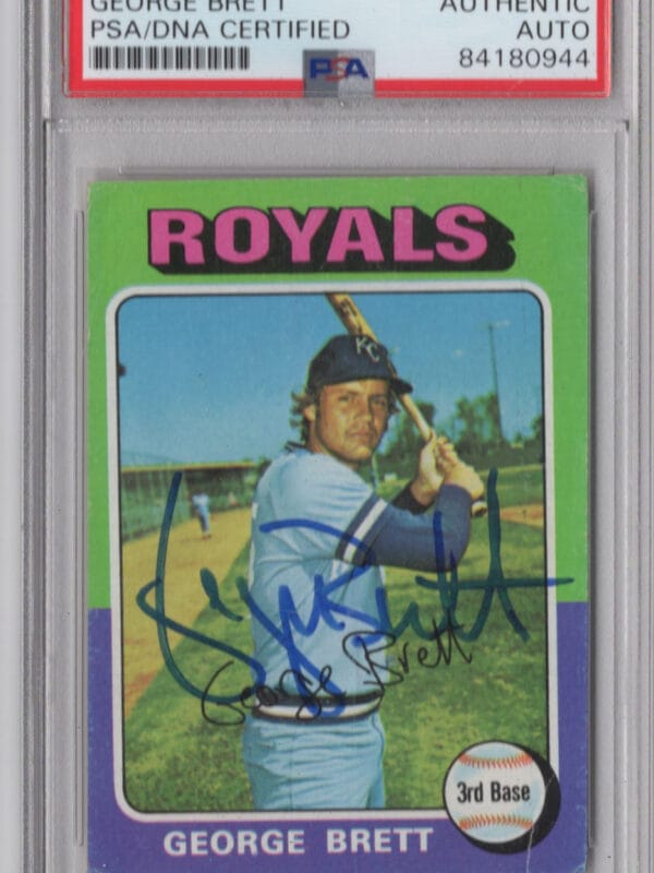 1975 TOPPS 3-15 GEORGE BRETT ROOKIE AUTO PSA KANSAS CITY ROYALS #228