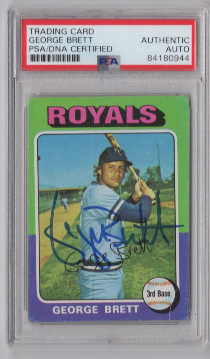 1975 TOPPS GEORGE BRETT ROOKIE AUTO PSA KANSAS CITY ROYALS #228 HAND SIGNED