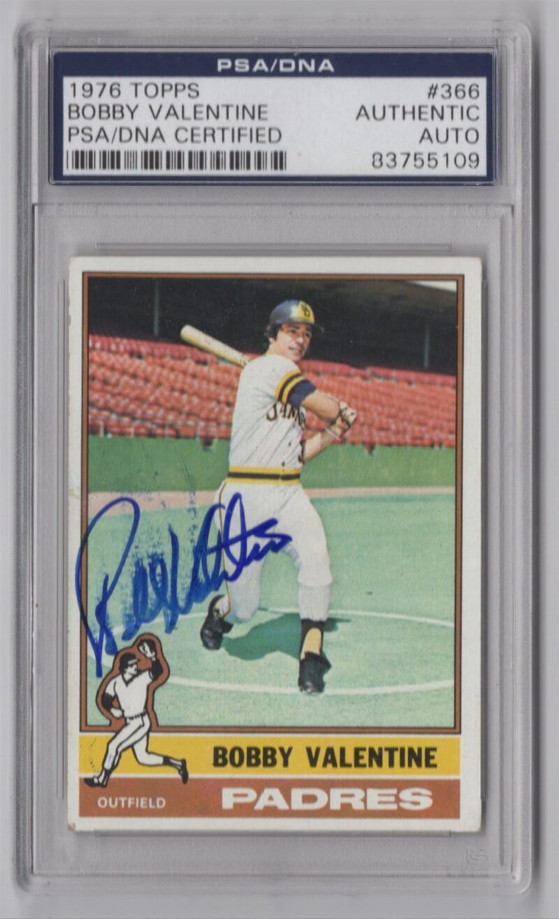 1976 TOPPS BOBBY VALENTINE AUTO PSA SAN DIEGO PADRES #366 HAND SIGNED AUTOGRAPH