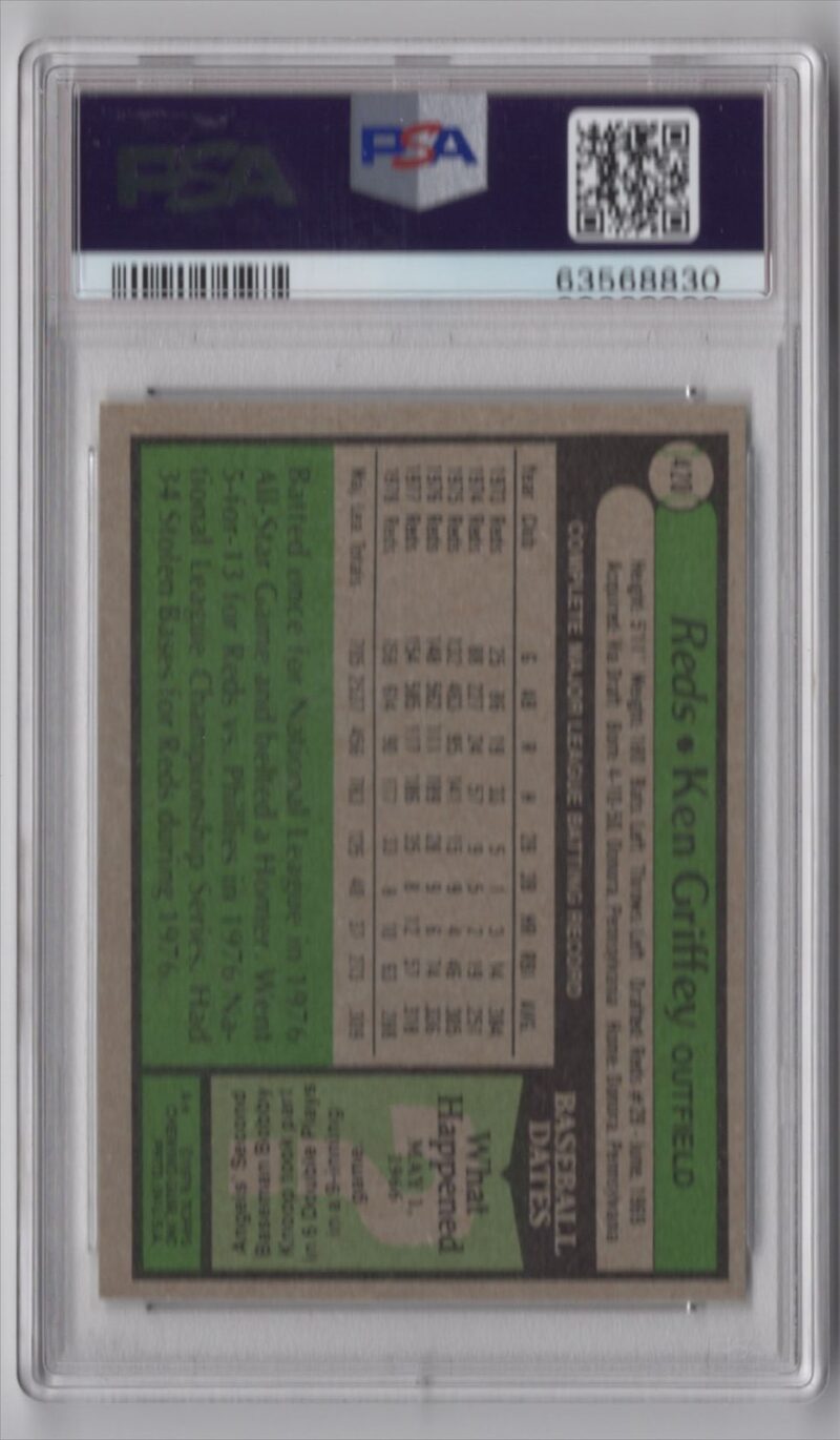 1979 TOPPS KEN GRIFFEY PSA 10 CINCINNATI REDS #128 NONE HIGHER! - Image 3