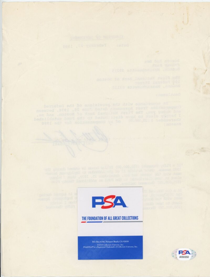 1980 1 OF 1 CARL YASTRZEMSKI AUTO AI50350 PSA BOSTON RED SOX #8 AUTOGRAPHED - Image 3
