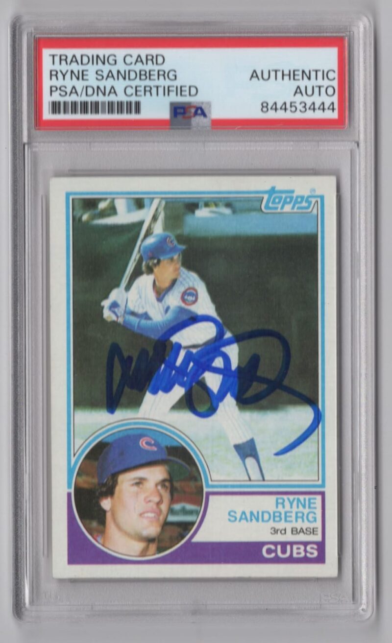 1983 TOPPS 3-15 RYNE SANDBERG ROOKIE AUTO PSA CHICAGO CUBS #83