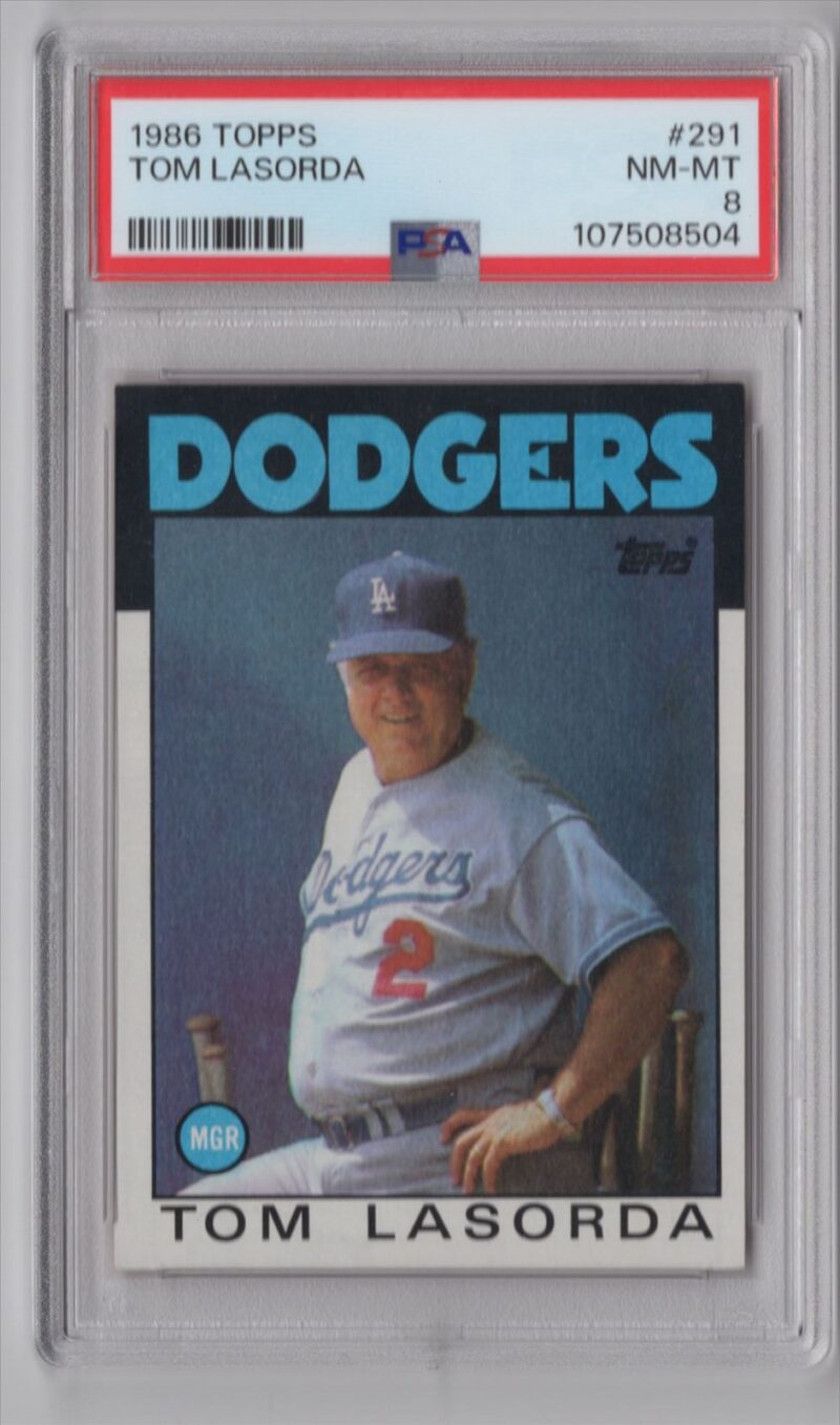 1986 TOPPS TOMMY LASORDA PSA 8 LOS ANGELES DODGERS #291 TOTAL POP ONLY 56