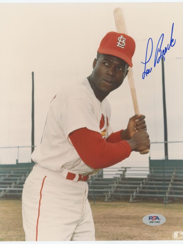 1988 KODAK LOU BROCK AUTO AM11482 PSA ST. LOUIS CARDINALS AUTOGRAPHED PHOTO