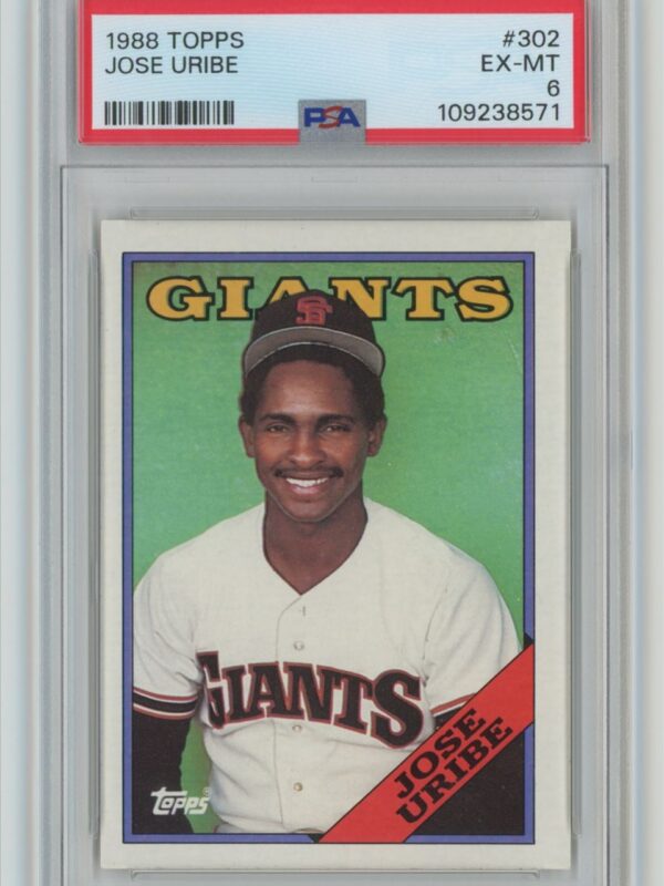 1988 TOPPS JOSE URIBE PSA 6 SAN FRANCISCO GIANTS #302 POP 3, TOTAL POP 31