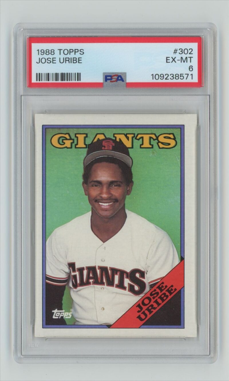 1988 TOPPS JOSE URIBE PSA 6 SAN FRANCISCO GIANTS #302 POP 3, TOTAL POP 31
