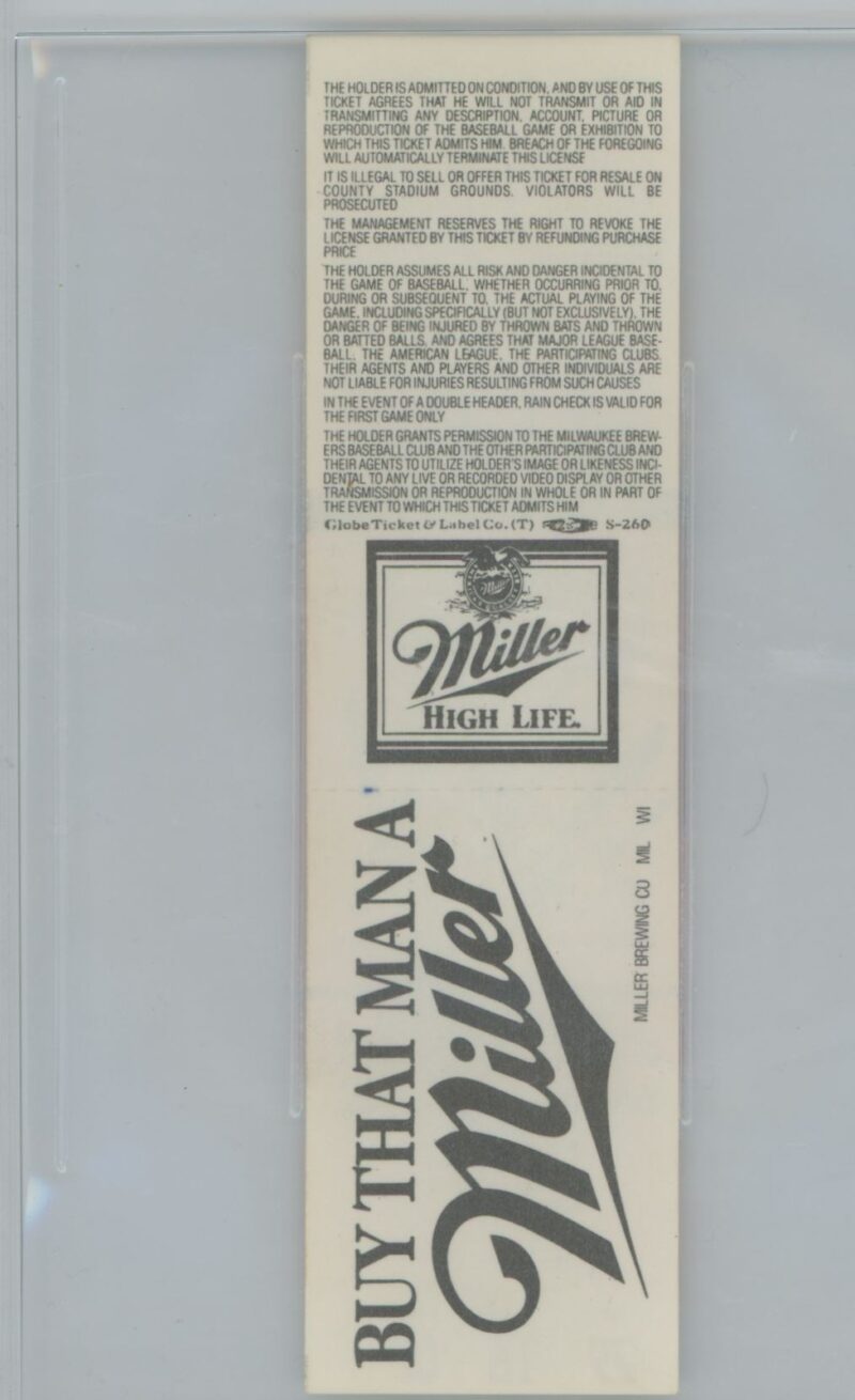 1990 MLB GAME TICKET NOLAN RYAN AUTO 300TH WIN GAME TICKET 00014381568 BECKETT - Image 3