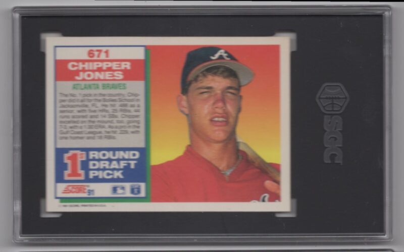 1991 SCORE CHIPPER JONES ROOKIE SGC 9 ALATLANTA BRAVES #671 - Image 3