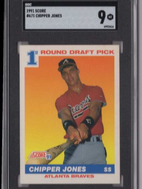 1991 SCORE CHIPPER JONES ROOKIE SGC 9 ALATLANTA BRAVES #671
