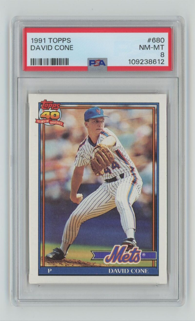 1991 TOPPS DAVID CONE PSA 8 NEW YORK METS #680 POP 4, ONLY 7 HIGHER
