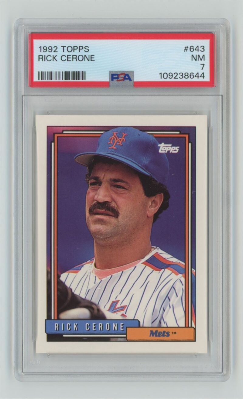 1992 TOPPS RICK CERONE PSA 7 NEW YORK METS #643 POP 1, ONLY 6 HIGHER