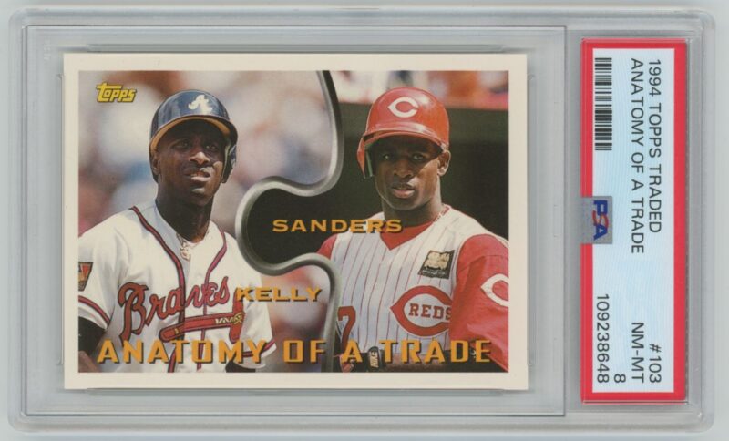 1994 TOPPS DEION SANDERS ROBERTO KELLY PSA 8 CINCINNATI REDS ATLANTA BRAVES #103