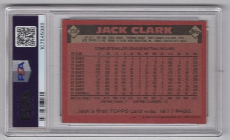 1994 TOPPS JACK CLARK ROOKIE PSA 7 ST. LOUIS CARDINALS #749 POP - Image 3