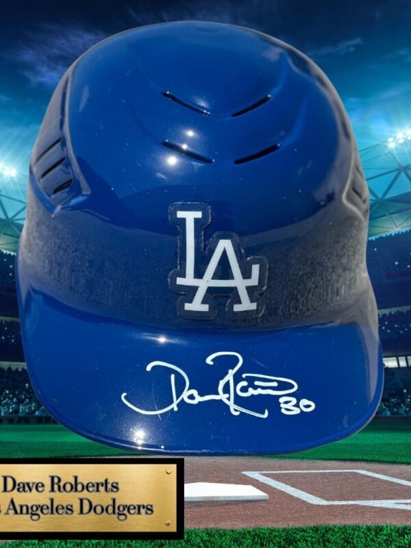 Dave Roberts Autographed & Inscribed (L.A.) Los Angeles Dodgers MLB Helmet