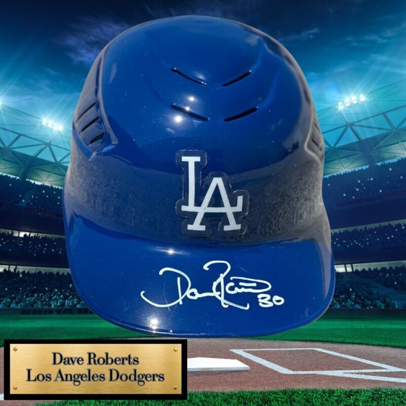 Dave Roberts Autographed & Inscribed (L.A.) Los Angeles Dodgers MLB Helmet