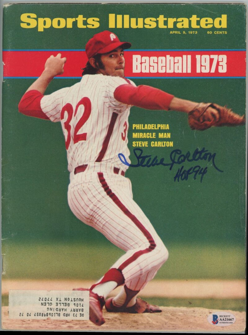 STEVE CARLTON AUTOGRAPHED ORIGINAL APRIL 9 1973 SPORTS ILLUSTRATED - BECKETT