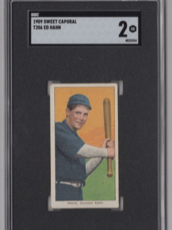 1909 SWEET CAPORAL WHITE BORDER ED HAHN SGC 2 CHICAGO AMERICANS