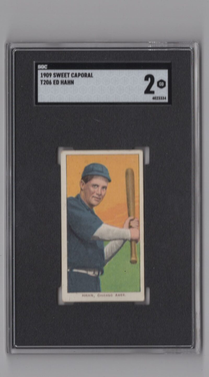 1909 SWEET CAPORAL WHITE BORDER ED HAHN SGC 2 CHICAGO AMERICANS