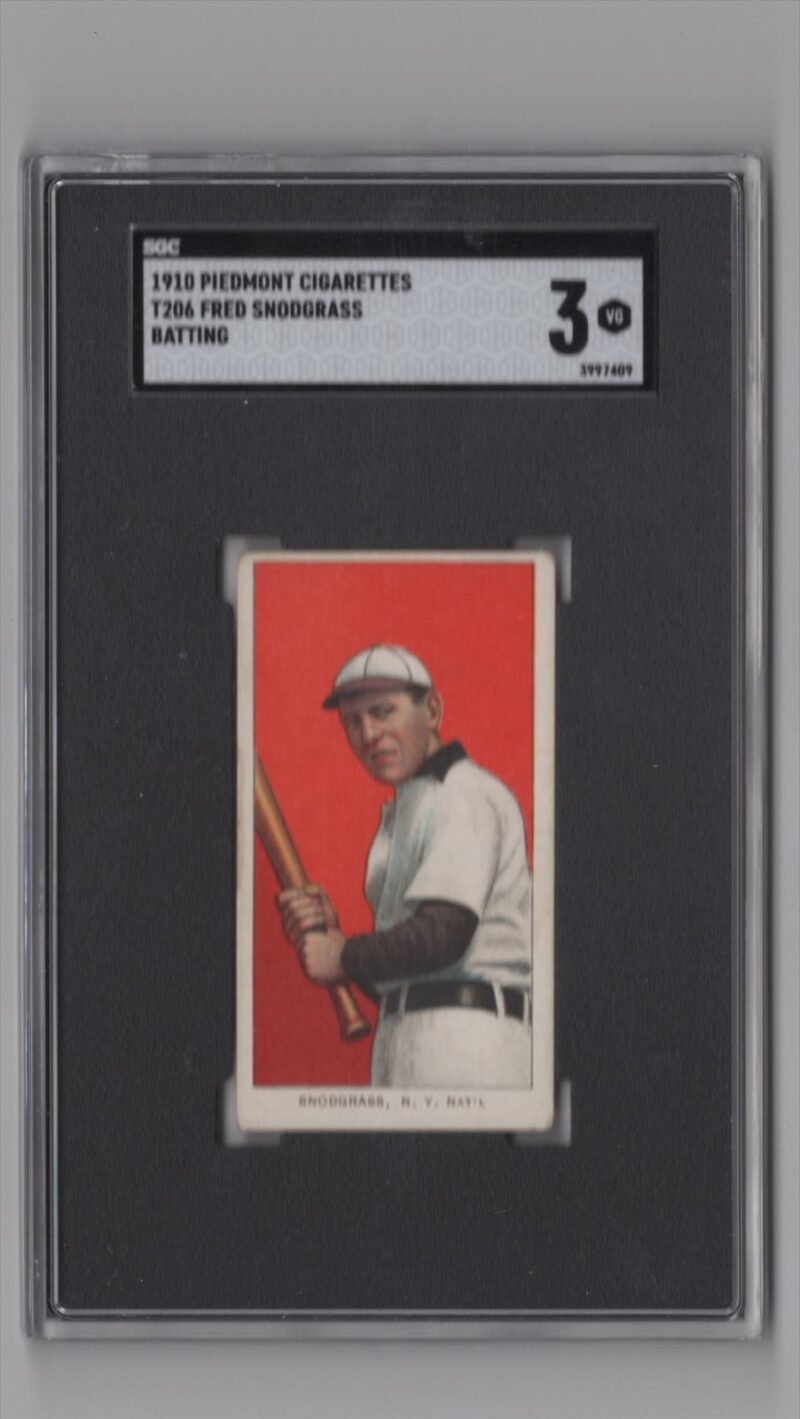 1910 PIEDMONT WHITE BORDER FRED SNODGRASS SGC 3 NEW YORK BATTING
