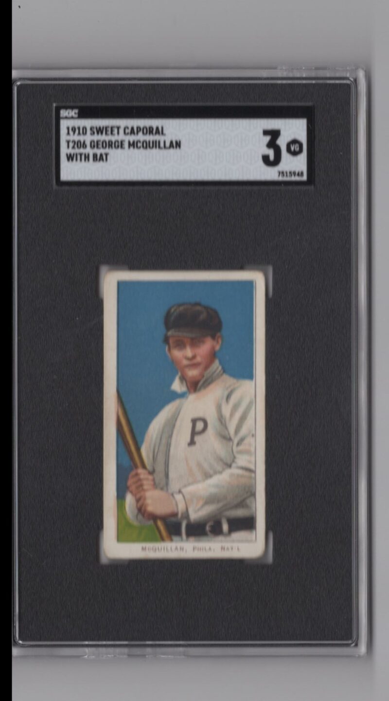 1910 WHITE BORDER GEORGE MCQUILLAN SGC7515948 SGC 3 PHILADELPHIA WITH BAT 286524975635