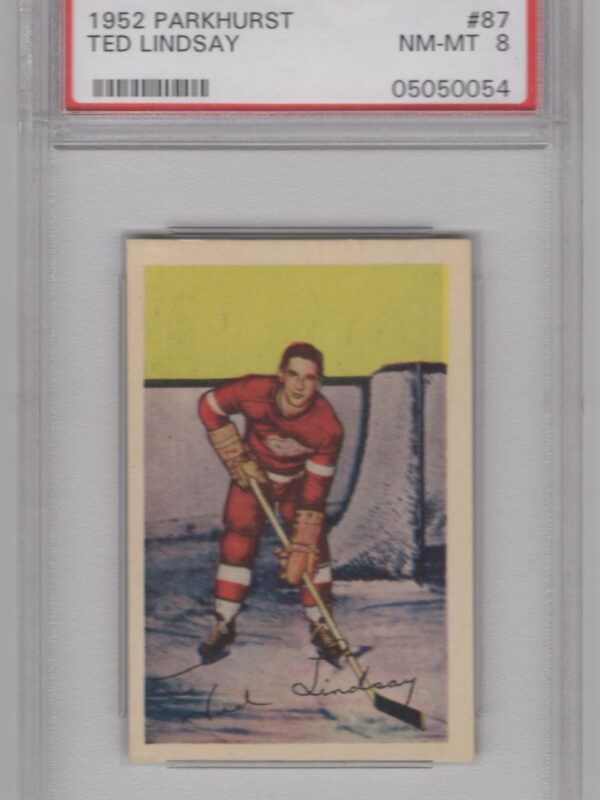 1952-53 PARKHURST TED LINSAY PSA 8 DETROIT RED WINGS #87 POP 23