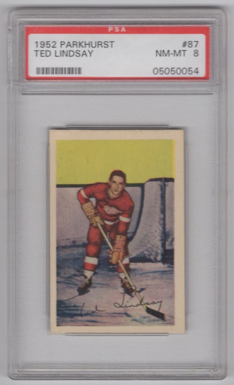1952 53 PARKHURST TED LINSAY PSA 8 DETROIT RED WINGS 87 POP 23 286685204065