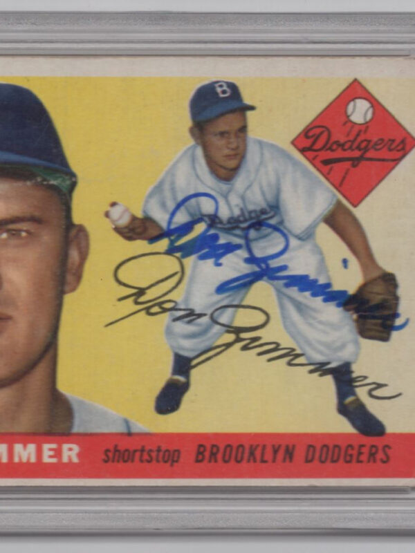 1955 TOPPS 3-15 DON ZIMMER ROOKIE AUTO PSA BROOKLYN DODGERS #92 AUTH.