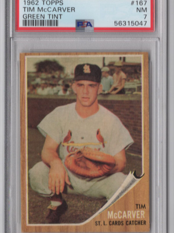 1962 TOPPS 3-15 TIM MCCARVER ROOKIE PSA 7 ST. LOUIS CARDINALS #167