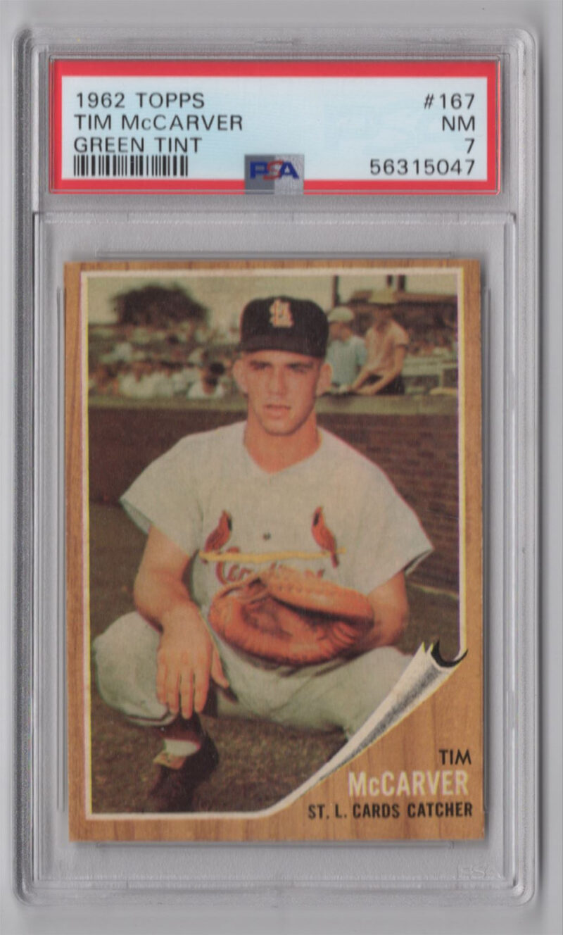 1962 TOPPS 3-15 TIM MCCARVER ROOKIE PSA 7 ST. LOUIS CARDINALS #167