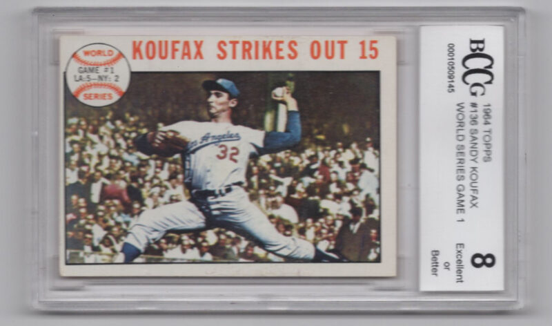 1964 3-15 SANDY KOUFAX BCCG 8 LOS ANGELES DODGERS/NEW YORK YANKEES #136 WORLD