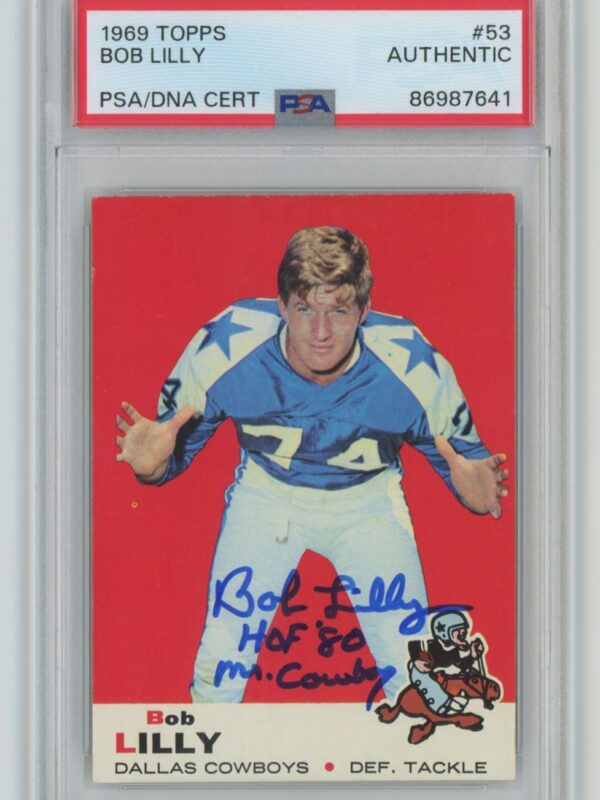 1969 TOPPS BOB LILLY ROOKIE AUTO AUTHENTIC AUTOGRAPH PSA DALLAS COWBOYS #53