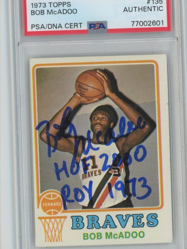 1973-74 TOPPS BOB MCADOO ROOKIE AUTO PSA BUFFALO BRAVES #135 AUTHENTIC AUTOGRAPH