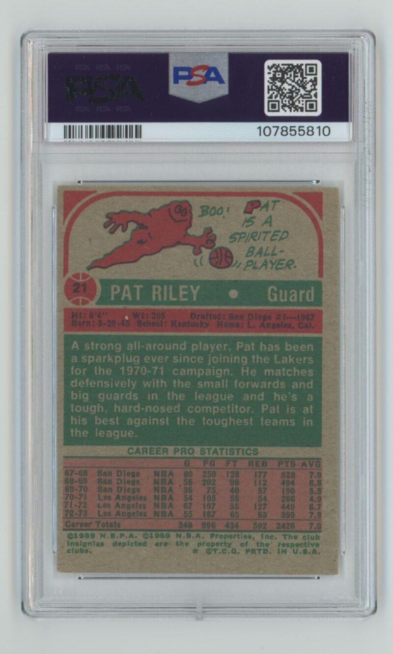 1973-74 TOPPS PAT RILEY ROOKIE 107855810 PSA 5 LOS ANGELES LAKERS #21 PSA 5 POP - Image 3