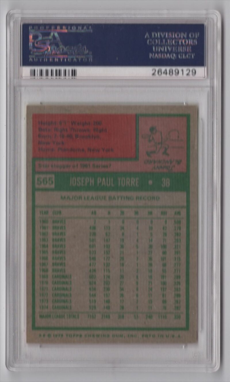 1975 TOPPS 3 15 JOE TORRE PSA 7 NEW YORK METS 565 286366670625 2