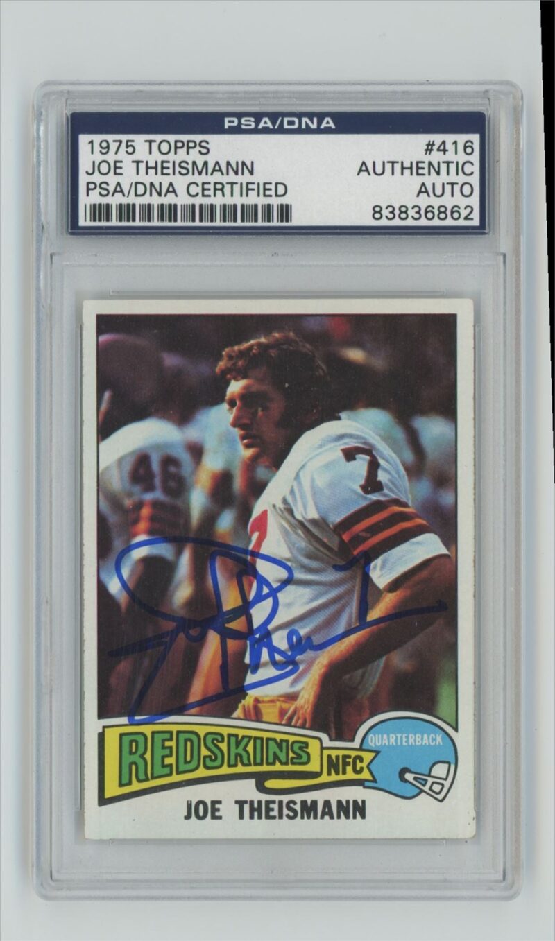1975 TOPPS JOE THEISMANN ROOKIE AUTO PSA WASHINGTON REDSKINS 416 AUTHENTIC 286685215055