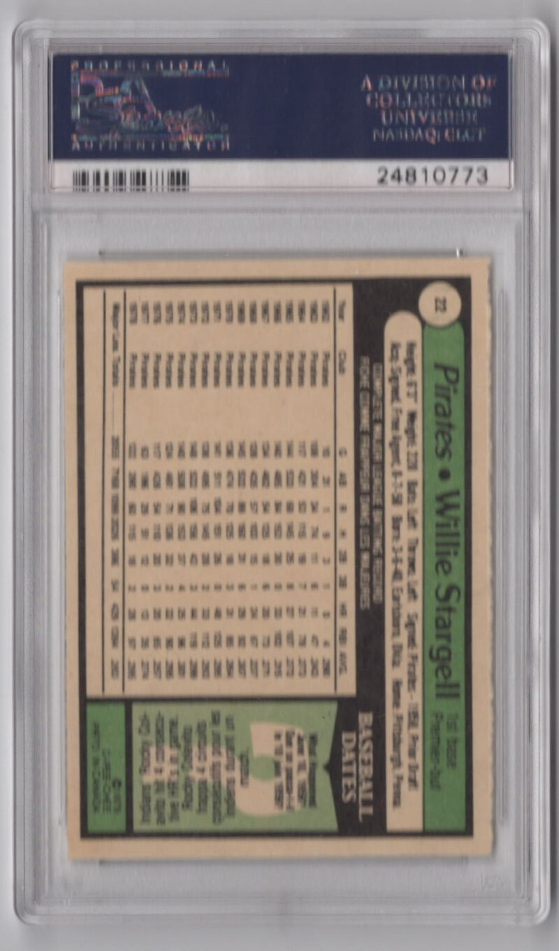 1979 O-PEE-CHEE 3-15 WILLIE STARGELL PSA 8 PITTSBURGH PIRATES #22 - Image 3