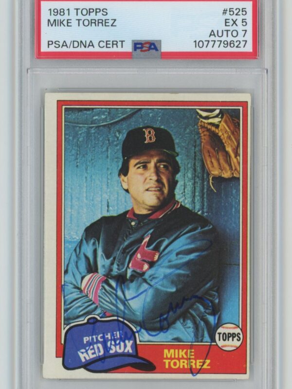 1981 TOPPS MIKE TORREZ AUTO PSA 5 BOSTON RED SOX #525 AUTHENTIC AUTOGRAPH