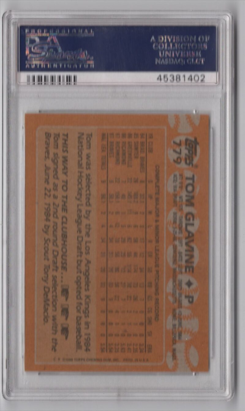 1984 TOPPS TOM GLAVINE ROOKIE PSA 10 ATLANTA BRAVES #779 NONE HIGHER! - Image 3
