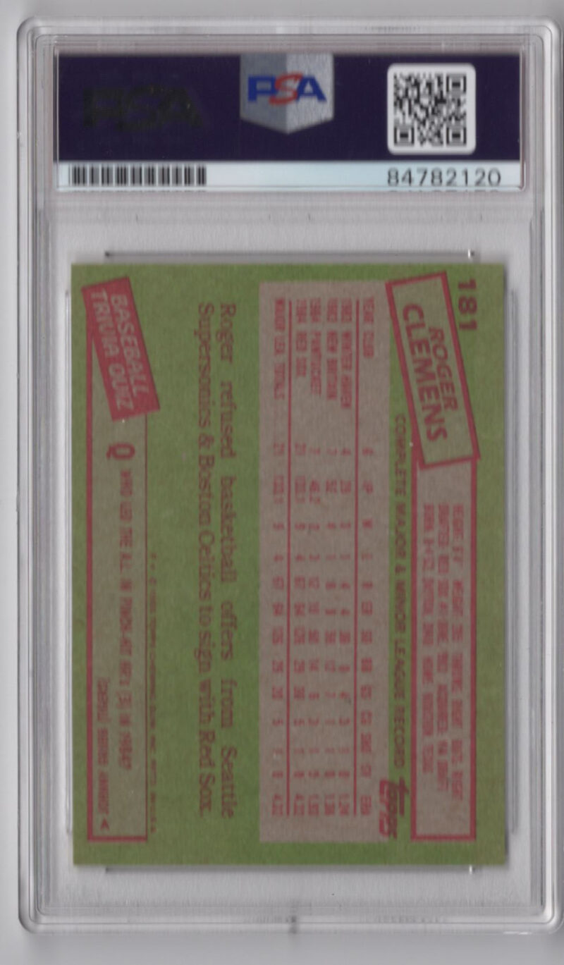 1985 TOPPS 3 15 ROGER CLEMENS AUTO PSA BOSTON RED SOX 181 286366670635 2