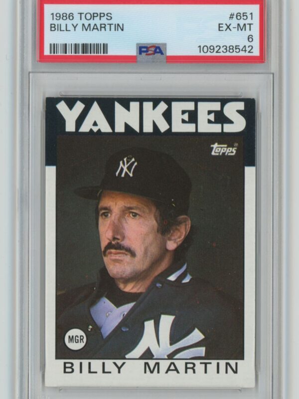 1986 TOPPS BILLY MARTIN PSA 6 NEW YORK YANKEES #651 PSA 6 POP 11