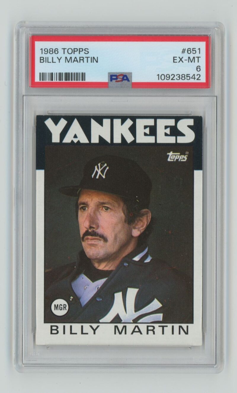 1986 TOPPS BILLY MARTIN PSA 6 NEW YORK YANKEES #651 PSA 6 POP 11