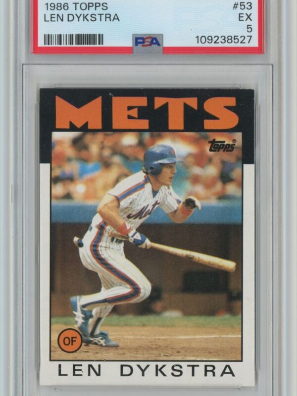 1986 TOPPS LEN DYKSTRA ROOKIE PSA 5 NEW YORK METS #53