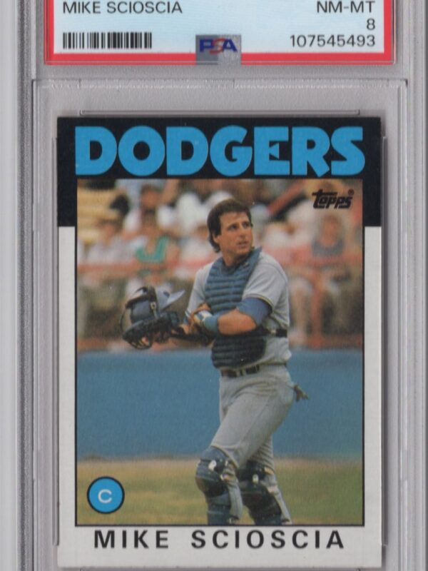 1986 TOPPS MIKE SCIOSCIA PSA 8 LOS ANGELES DODGERS #468 POP 11