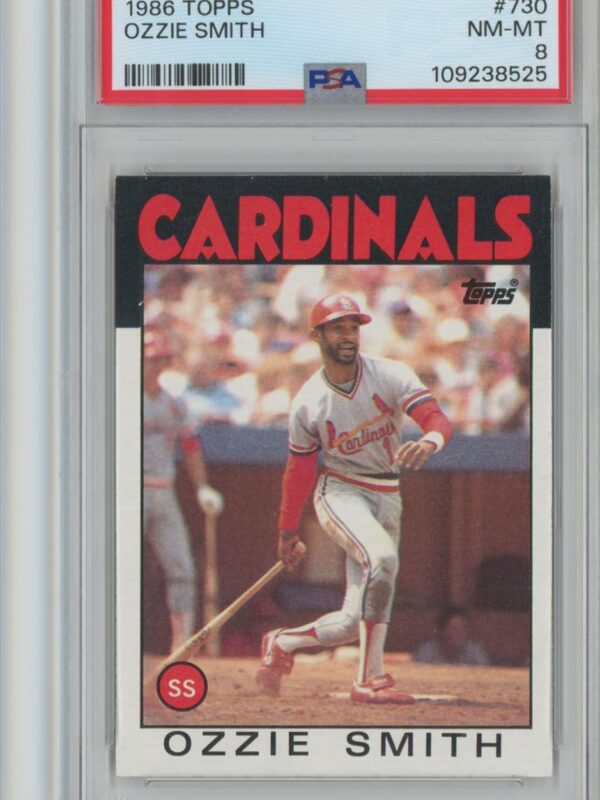 1986 TOPPS OZZIE SMITH PSA 8 ST. LOUIS CARDINALS #730