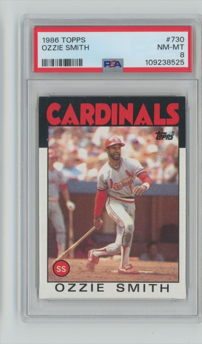1986 TOPPS OZZIE SMITH PSA 8 ST. LOUIS CARDINALS #730