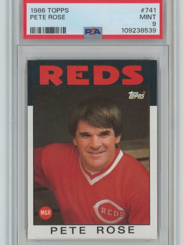 1986 TOPPS PETE ROSE PSA 9 CINCINNATI REDS #741