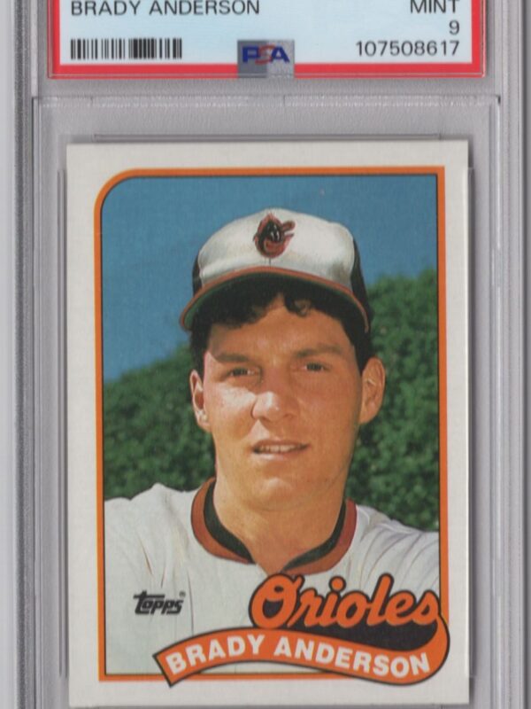 1989 TOPPS BRADY ANDERSON ROOKIE PSA 9 BALTIMORE ORIOLES #757 ROOKIE CARD POP 21
