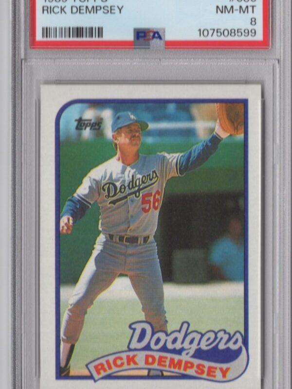 1989 TOPPS RICK DEMPSEY PSA 8 LOS ANGELES DODGERS #606 POP 1 ONLY 5 HIGHER